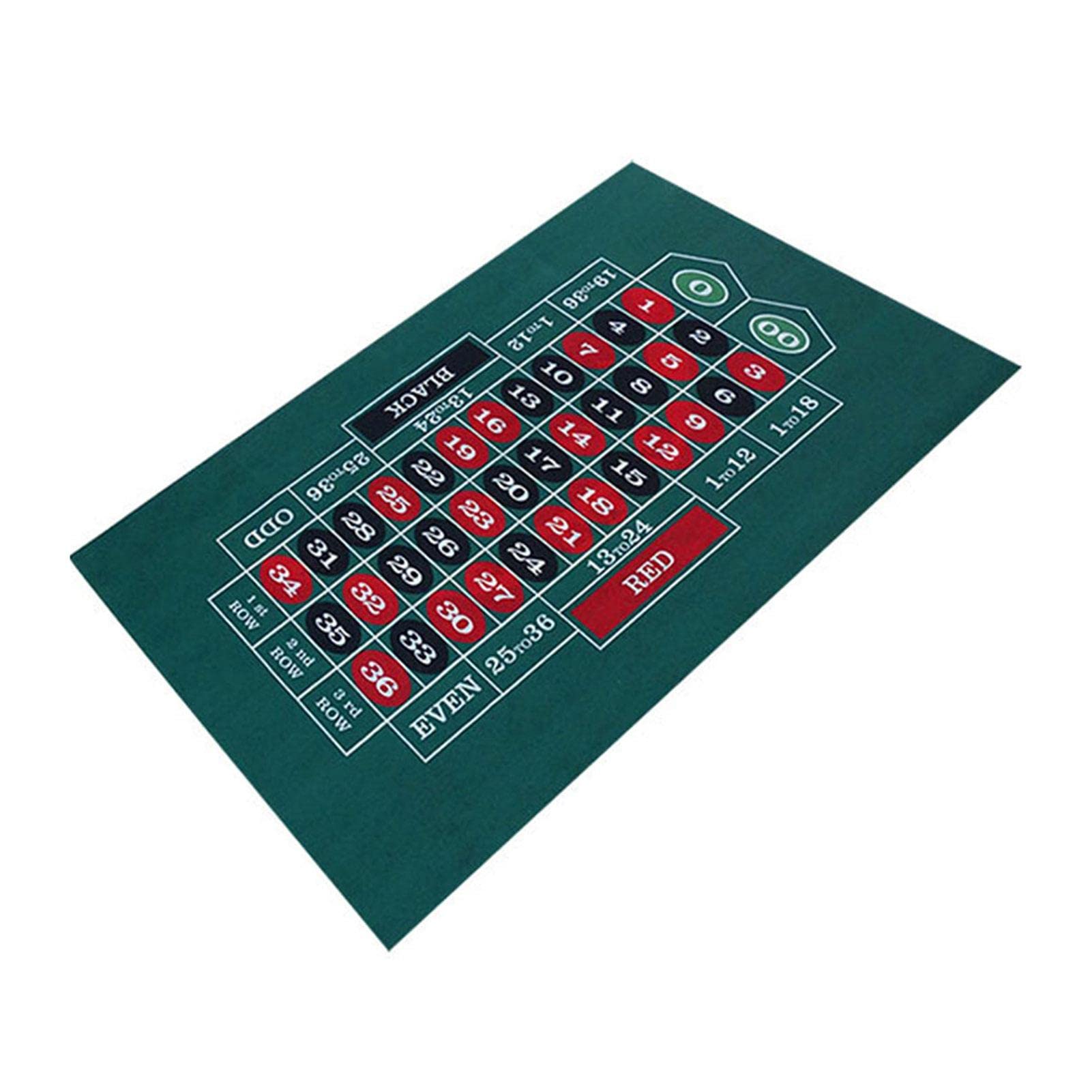 Pomrone Double Sided Poker Layout Mat - Blackjack and Texas Hold'em Available Table Mat, Craps and Roulette Table Felt, Green Fabric Mat Tablecloth Casino Equipment