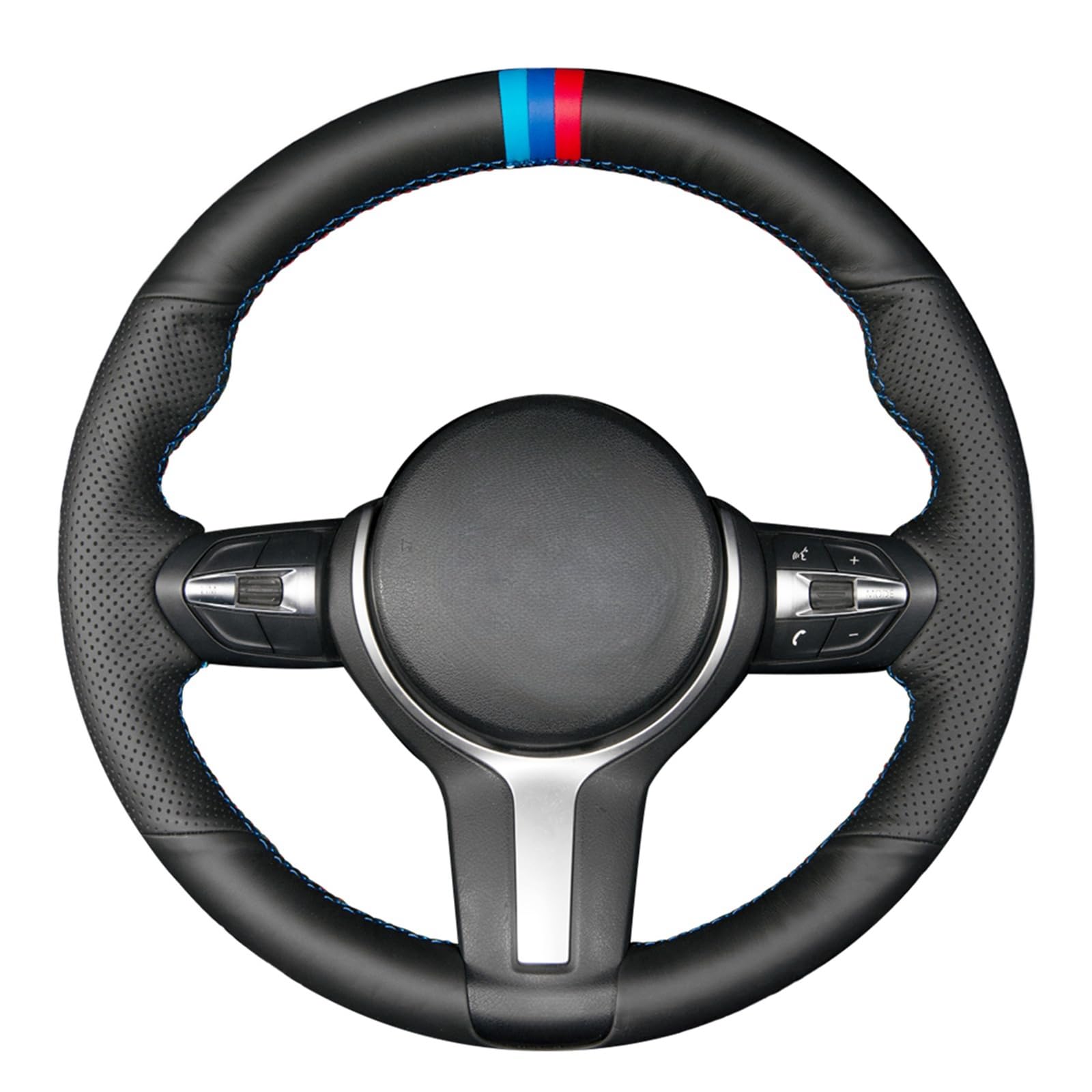 MEWANT Steering Wheel Cover for BMW F30 M Sport F34 F22 F23 F32 F33 F36 F10 F15 X2 X3 Made of Black Genuine Leather