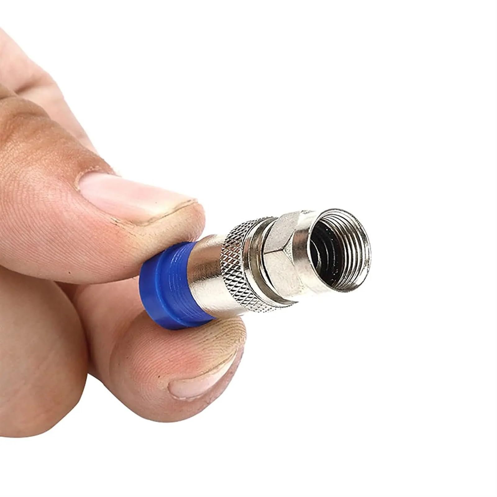 AVIMYA RG6 Kompresja F Typ Proste Złącze kabla antenowego Adapter koncentryczny Wodoodporna obudowa w całości miedziana Ściśnij F Head Connect (kolor: 5 szt. - niebieski)