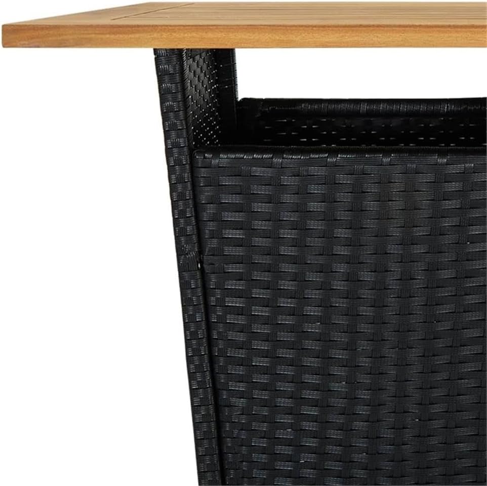 Pemberly Row 5 Piece Solid Acacia Wood Bar Set, Powder-Coated Finish, Black/White/Cream, Weather-Resistant Outdoor Dining Set with Cushioned Seating, Square Table for Balcony, Patio, or Garden Terrace