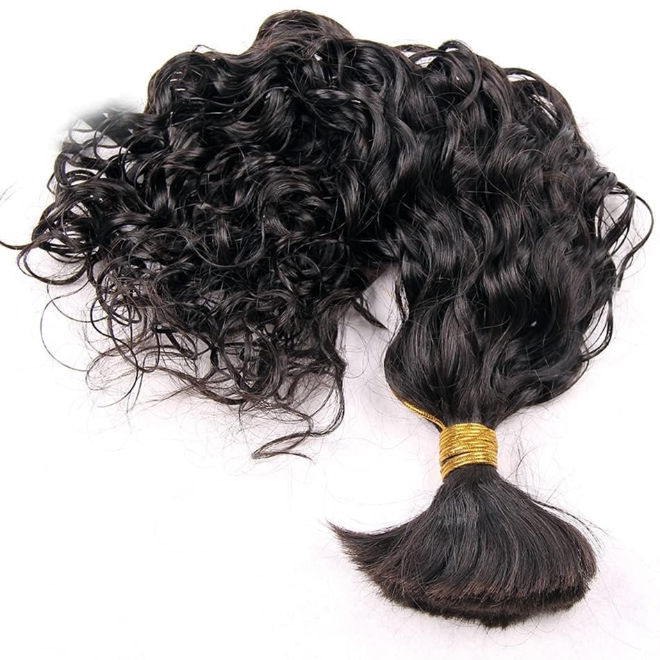 Bulk Human Hair for Braiding Water Wave Unprocessed Brazilian No Weft Hair Extension for Micro Braids 100g 1Piece(10Inch 3Bundle, Natural color)