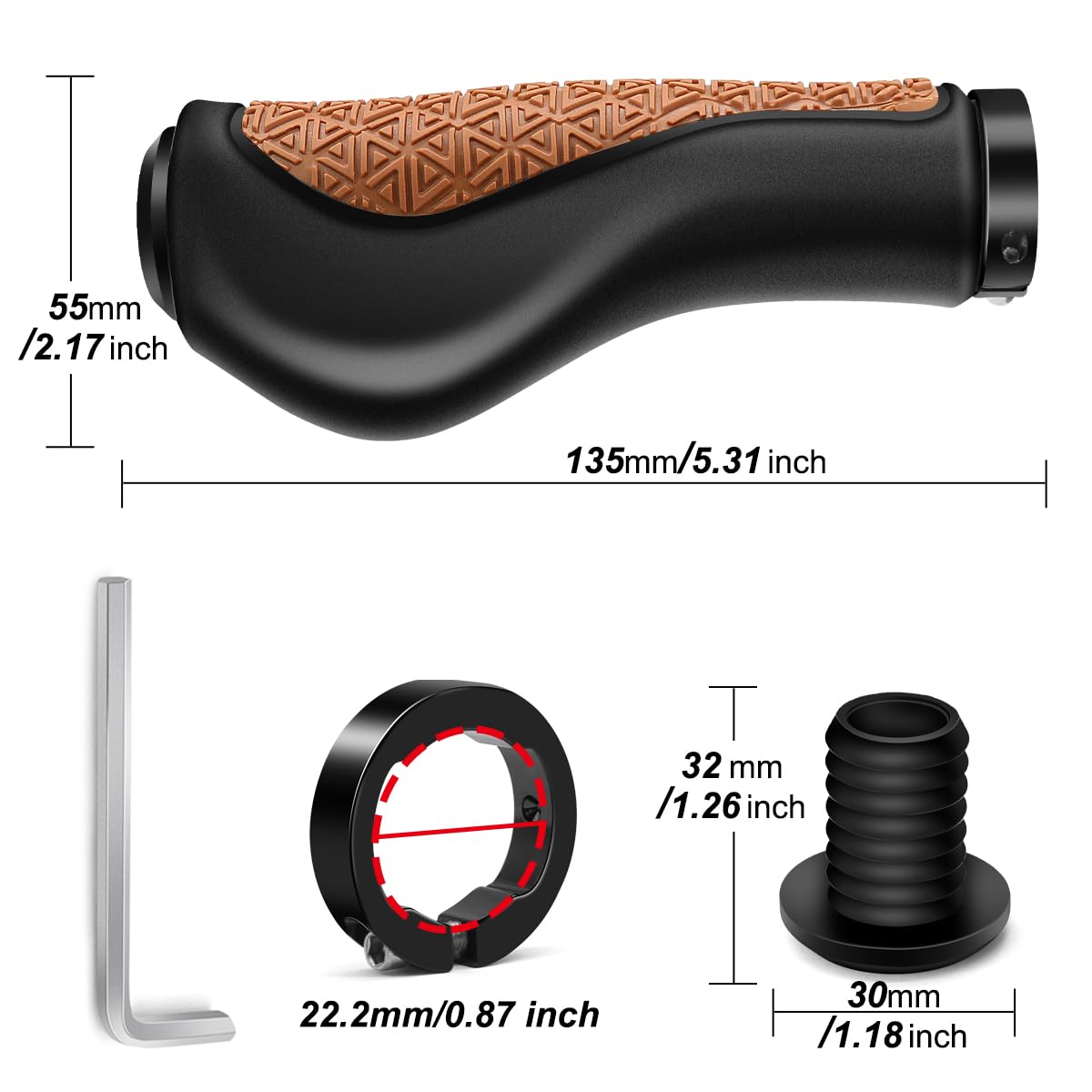 Manubrio Bici Leggero Impugnature Per Manubrio Bici LYCAON | Gomma - Foto 3