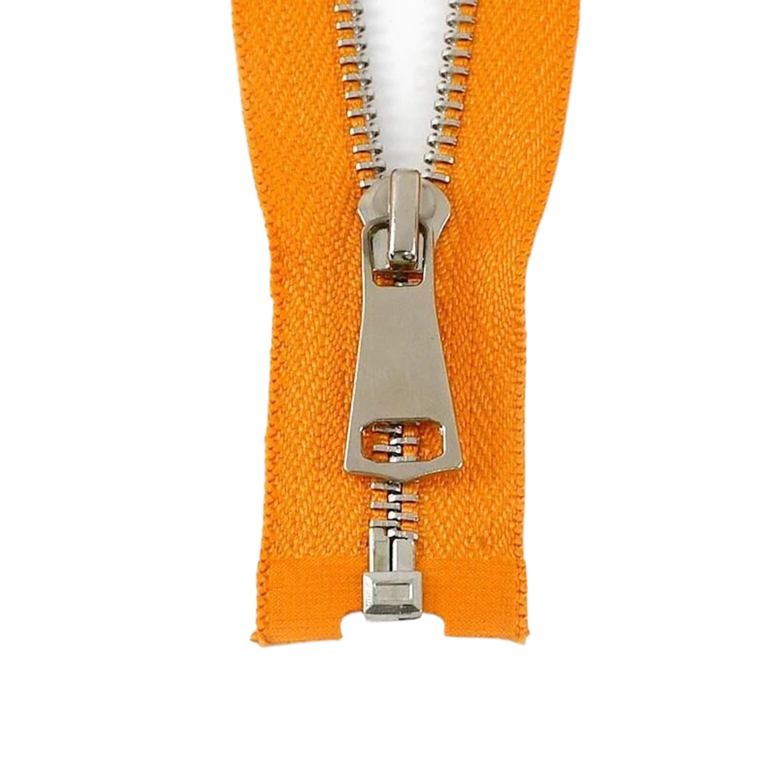 2pcs 40-120 cm 5# Metal Zipper Open-end Auto Lock Zips Sewing Zippers Single Slider Silver Teeth Zip, Orange, No5,100cm
