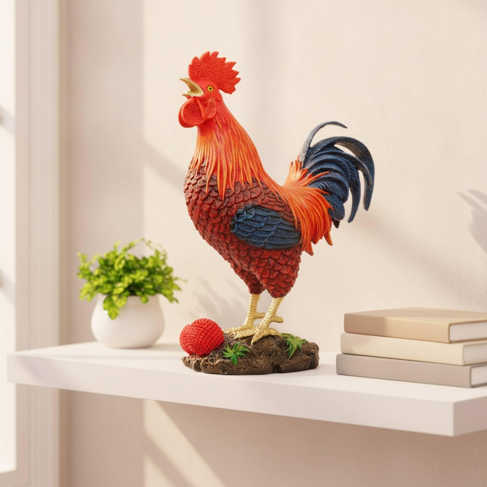 Figura corativa en Latón con y Roja para Adornar Repisa O Vitrina Acuado para Añadir un a Hogares y Espacios Trabajo con Ambiente Acogedor, Mediano 23cm Largo X 12cm Ancho X 29cm Alto