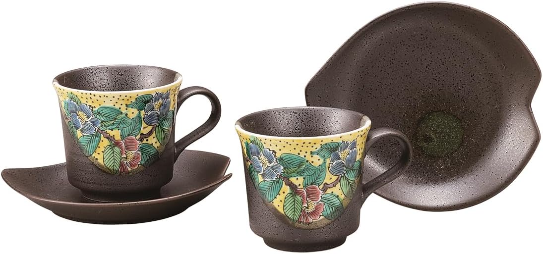Kutani Iwataya Pair of Coffee, Yoshidaya Tsubaki K9-1093