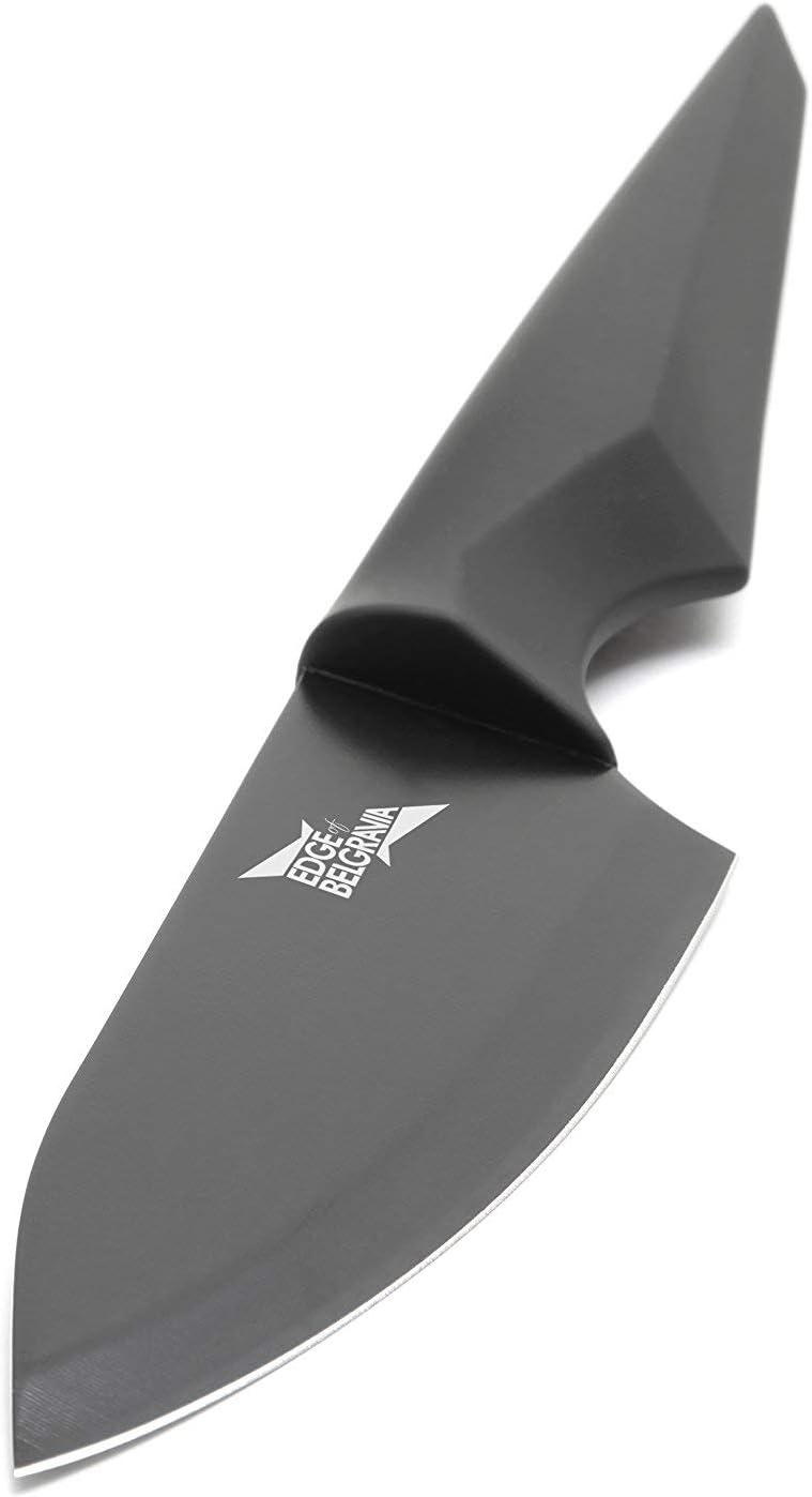 Edge of Belgravia Precision Non Stick, Sharp Stainless Steel Kitchen Knife Blade with Ergonomic Hanlde Grip Heavy Feel for Cooking(Black, 5" Deba Knife, 12.5 CM)