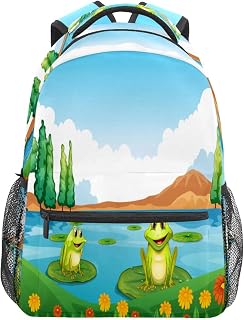 Mochila escolar para meninos e meninas dois sapos estudante bolsa para livros de ombro menino menina leve durável médio ensino médio ensino médio bolsa de viagem mochila para caminhada acampamento mochila, Multicolorido, One Size, Clássico
