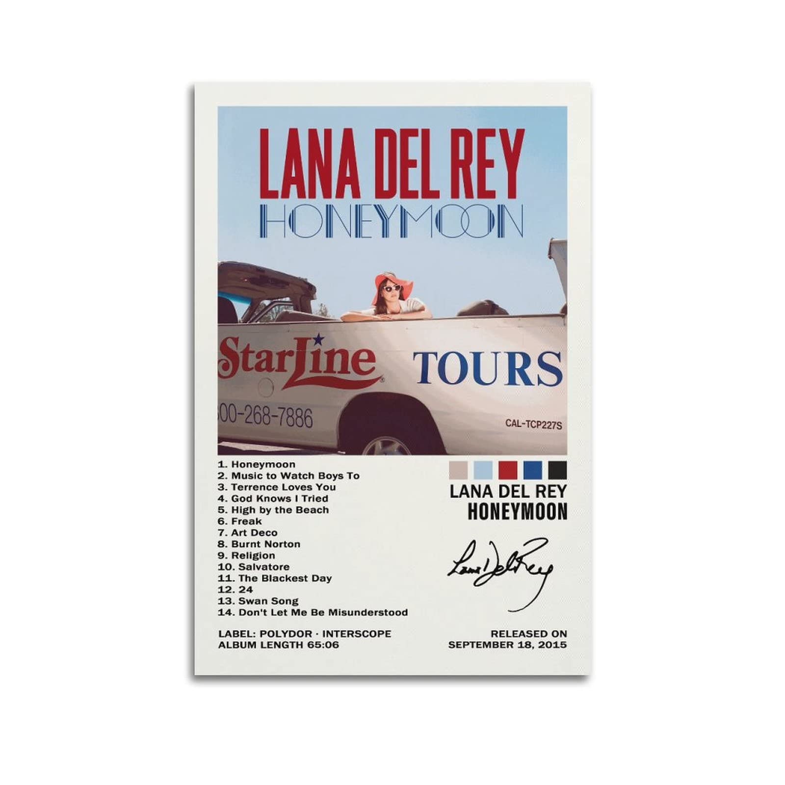 Poster Su Tela UKewei – Motivo Luna Di Miele, Lana Del Rey, Decorazione Moderna Per Camera Da Letto, 30x45 Cm