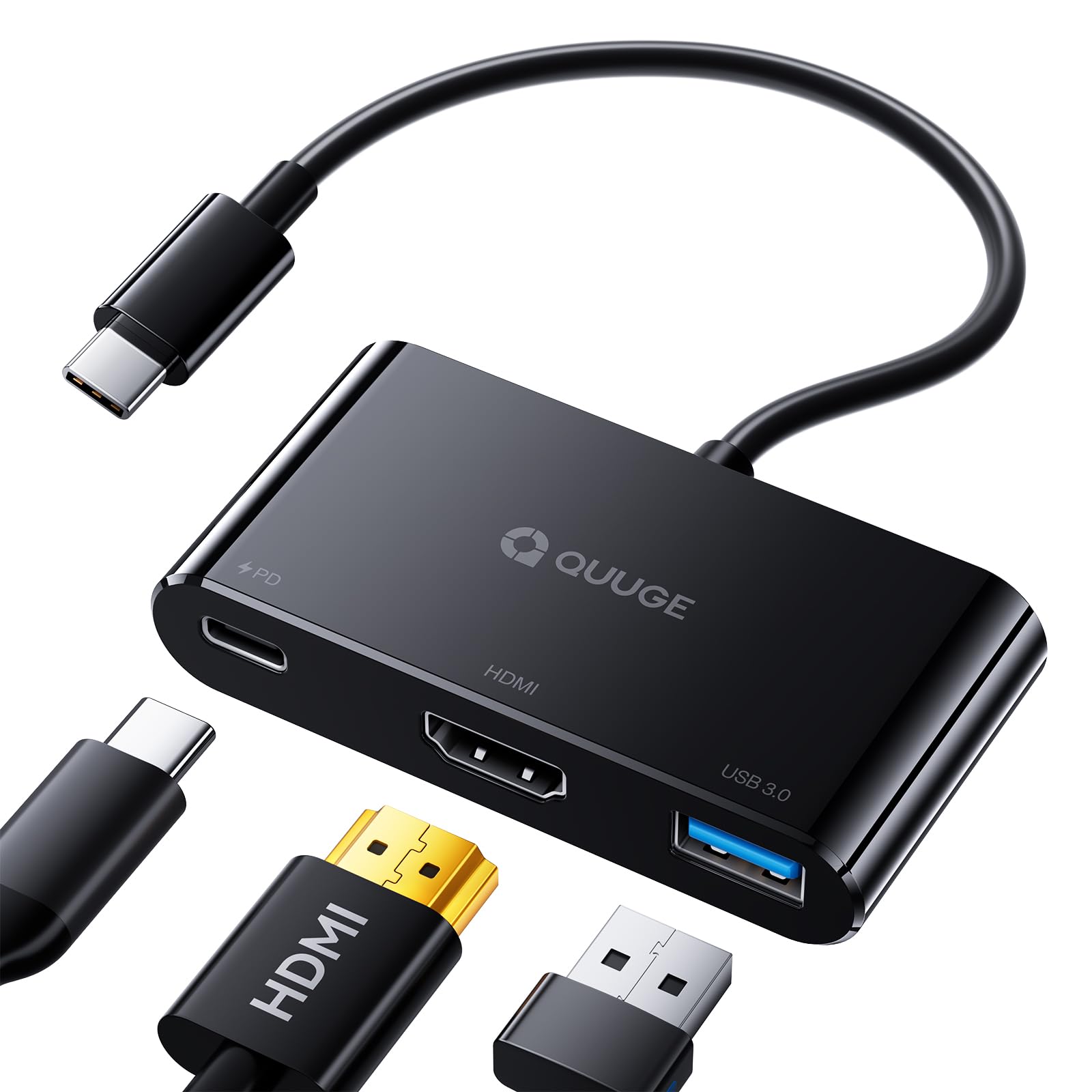 Adattatore USB-C Hub 3 In 1 Con HDMI 4K, USB 3.0 E Ricarica PD 100W - Compatibile Con MacBook, IPad Pro, Nintendo - Plug And Play, Cavo Intrecciato