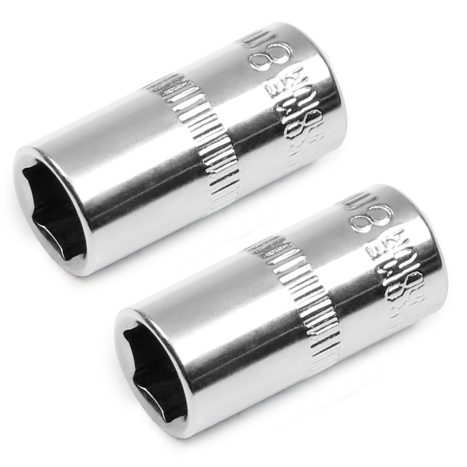 Utoolmart 1/4" Drive 8mm Socket, Shallow Socket Set, for General Repairs, 6-Point, Metric, Cr-V, 2pcs