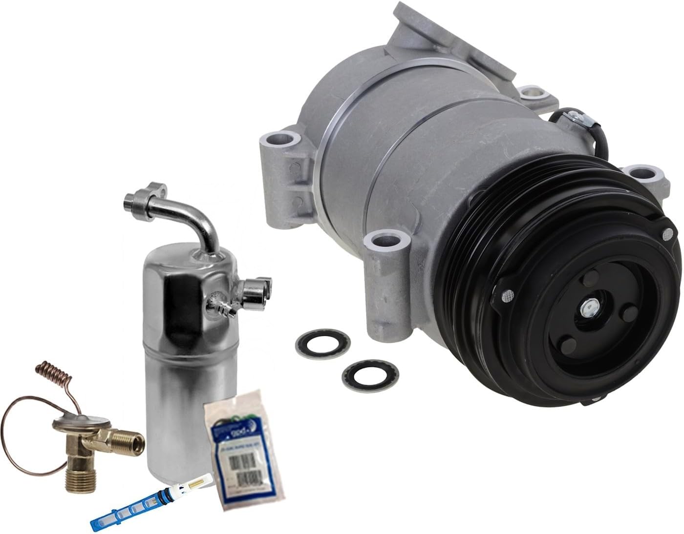 Replacement A/C Compressor Kit Compatible with GMC Sierra 2500 V8 (HU6) 1-Bolt Hose Mount