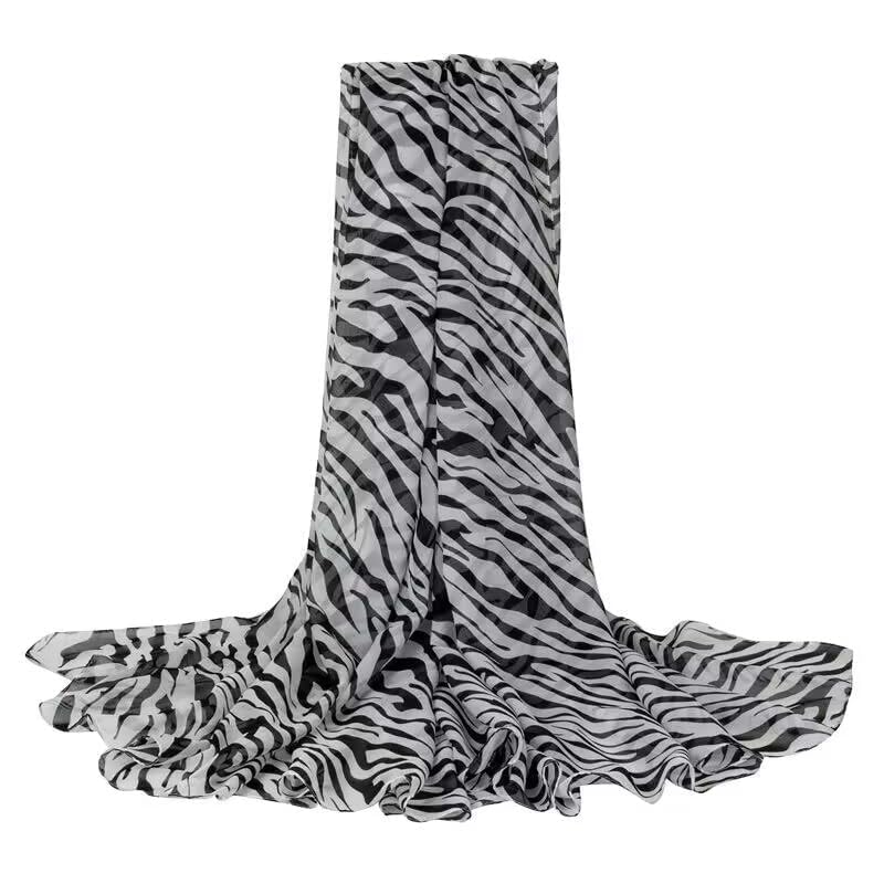 Womens Chiffon Leopard Zebra Silk Rave Neck Scarf Long Soft Lightweight Fashion Cheetah Print Scarves Satin Bandana Shawls3