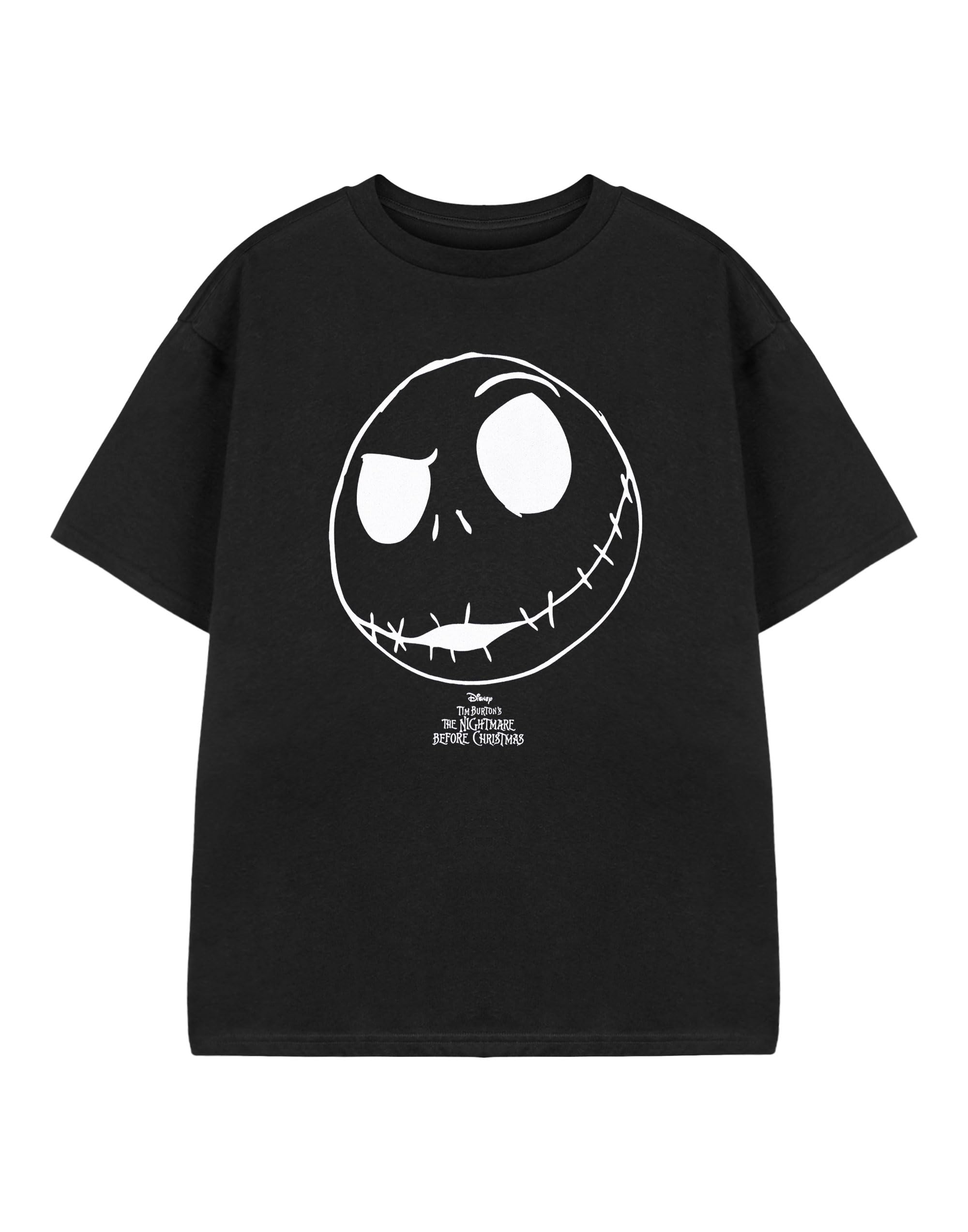 Disney The Nightmare Before Christmas Kids Short-Sleeved T-Shirt in Black | Jack Skellington Graphic Tee for Kids | Boys & Girls Short Sleeve Movie Apparel Top for Children & Teens
