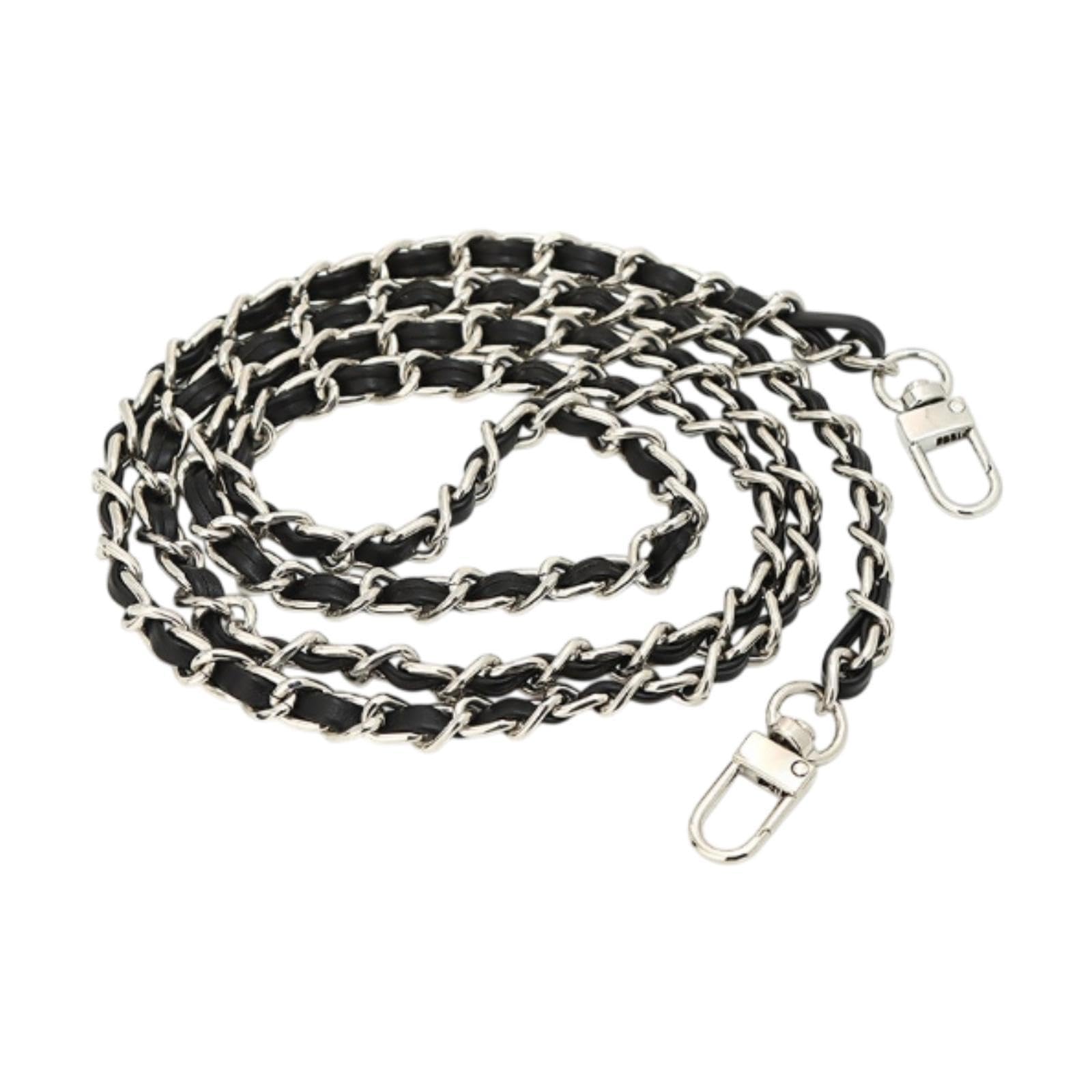 Purse Chain Strap with Buckle Shoulder Strap for Shoulder Bag Wallet Handbag Silver Chain Black-image-15