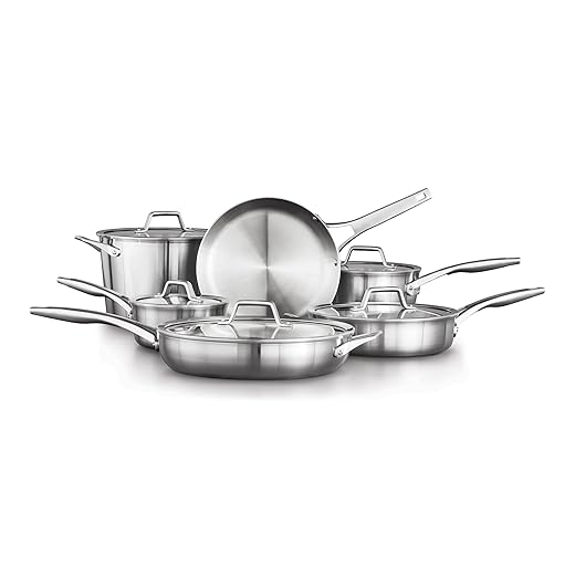 Calphalon Premier Stainless Steel Pots and Pans, 11-Piece Cookware Set