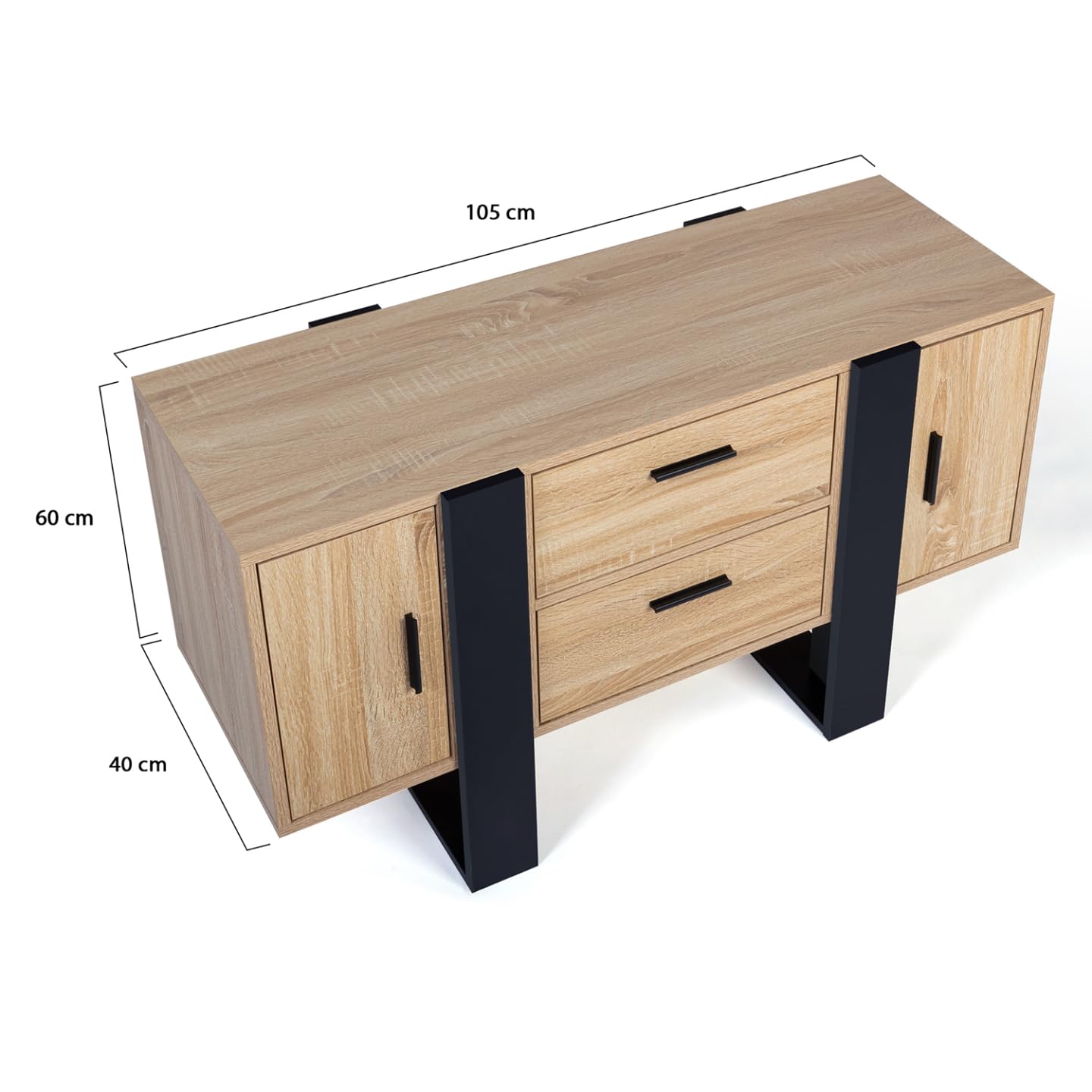 IDMarket Phoenix - Aparador bajo (105 cm), color negro y madera
