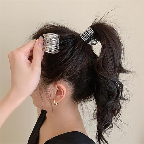 Miniatura 6 de Pinzas de metal para el cabello, 2 pinzas de cola de caballo altas para mujer, pinzas pequeñas antideslizantes para cabello grueso, accesorios para