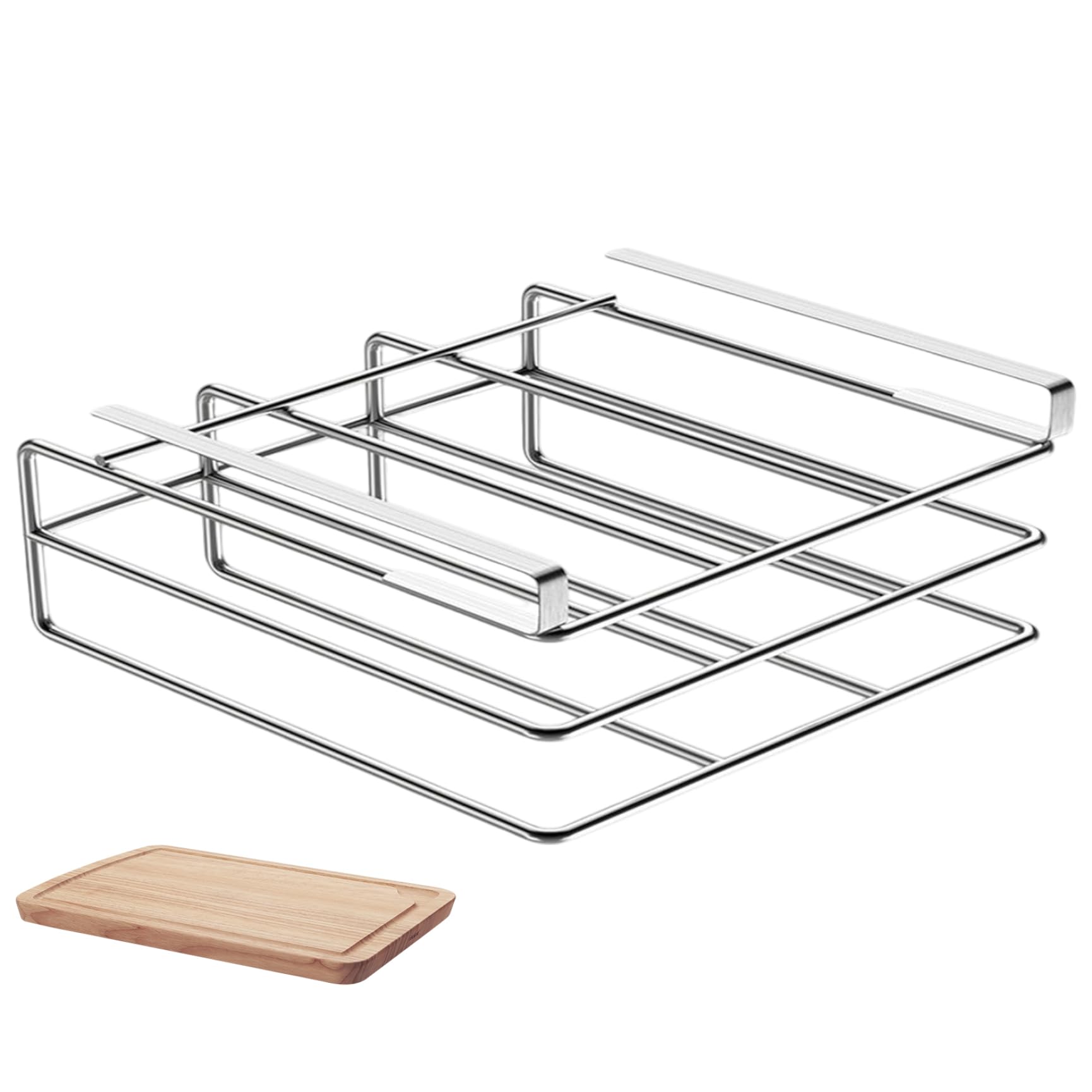 Supporto per tagliere sottopensile supporto per tagliere a 2 strati robusto per taglieri in acciaio inox per cucina argento