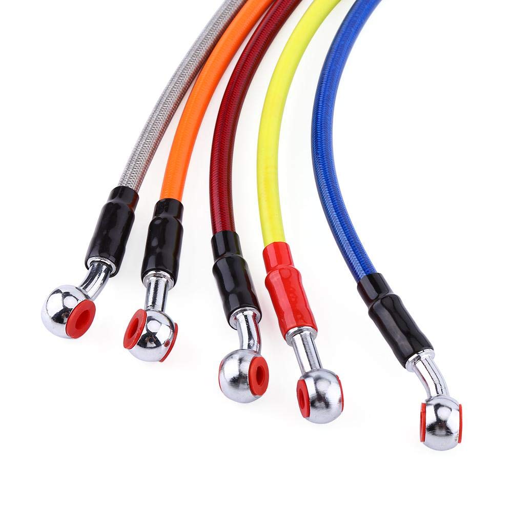 Tubo Freno Per Moto In Acciaio Intrecciato - 45 Cm, Colore Grigio, Con Raccordi Banjo - Foto 3