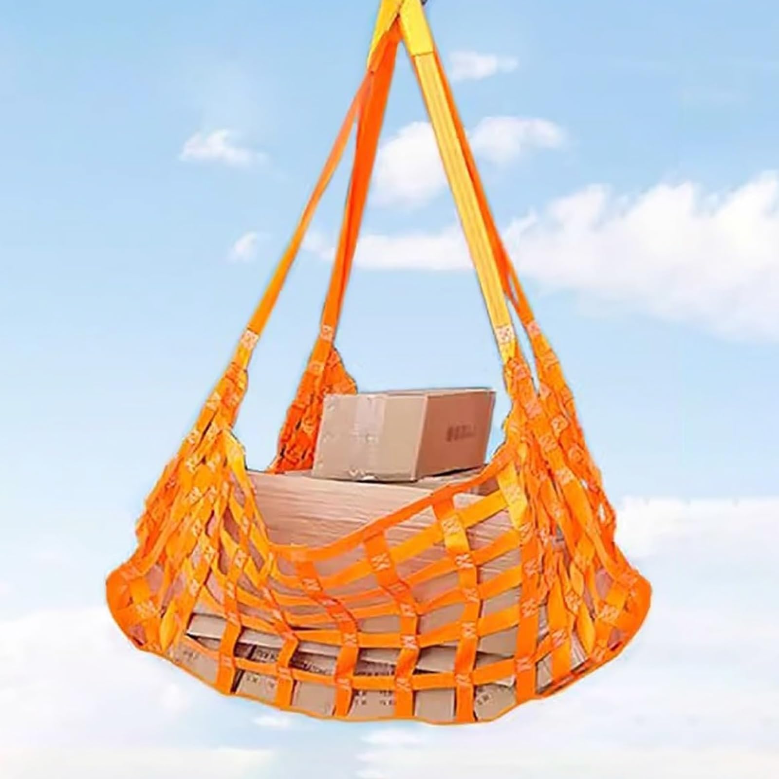 WQPMNYG Hoisting Lifting Nets,3.5m Safety Straps, Heavy Duty Polyester Sling Cargo Net for Lifting Boxes, 11.5ft Rigging and Moving Pad, 2000kg Load Capacity for Construction and Unloading
