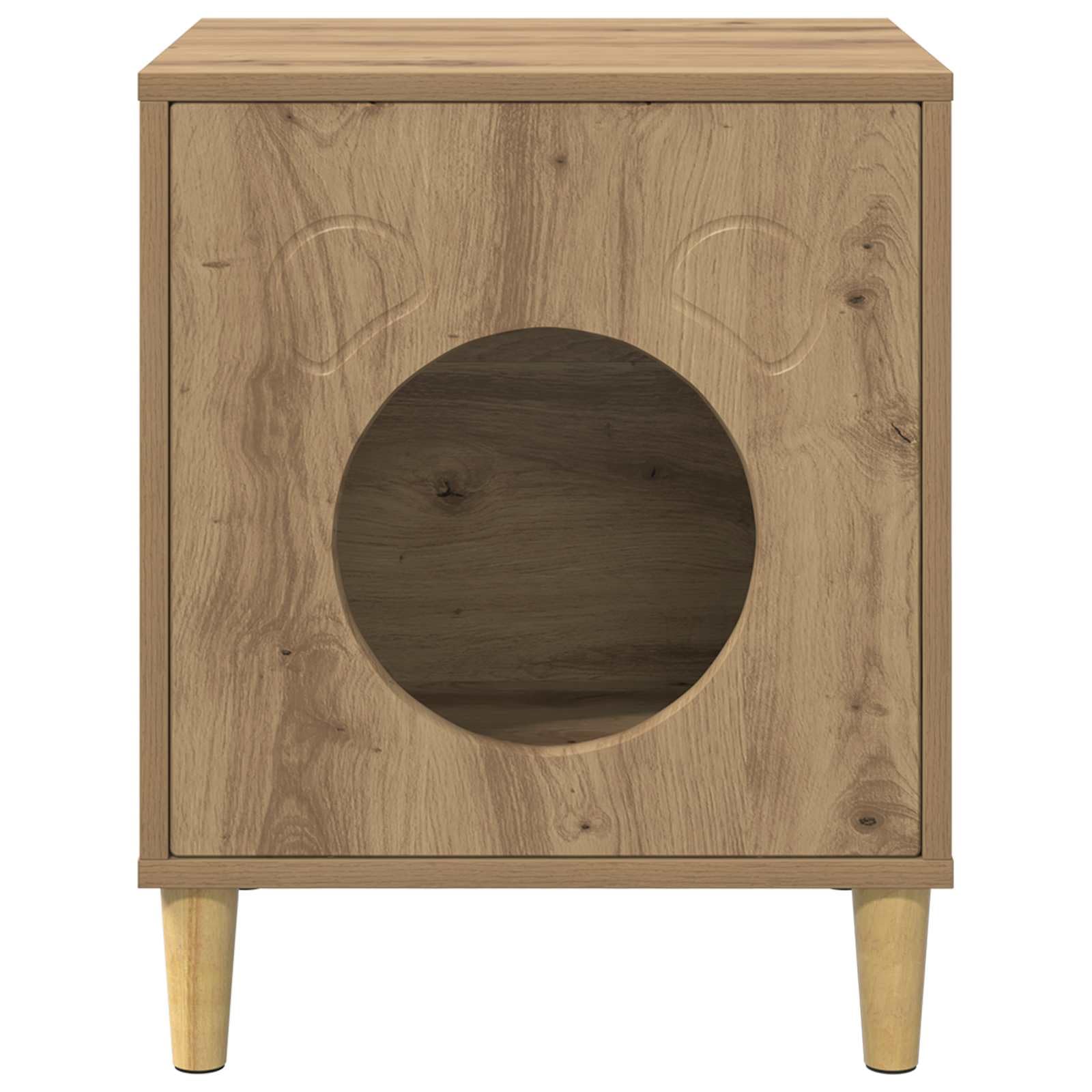 Casetta per gatti in legno di rovere, 42,5 x 40 x 53 cm, 1 rifugio per gatti, per appartamento, soggiorno, interni, per graffiare, arrampicare, riposare