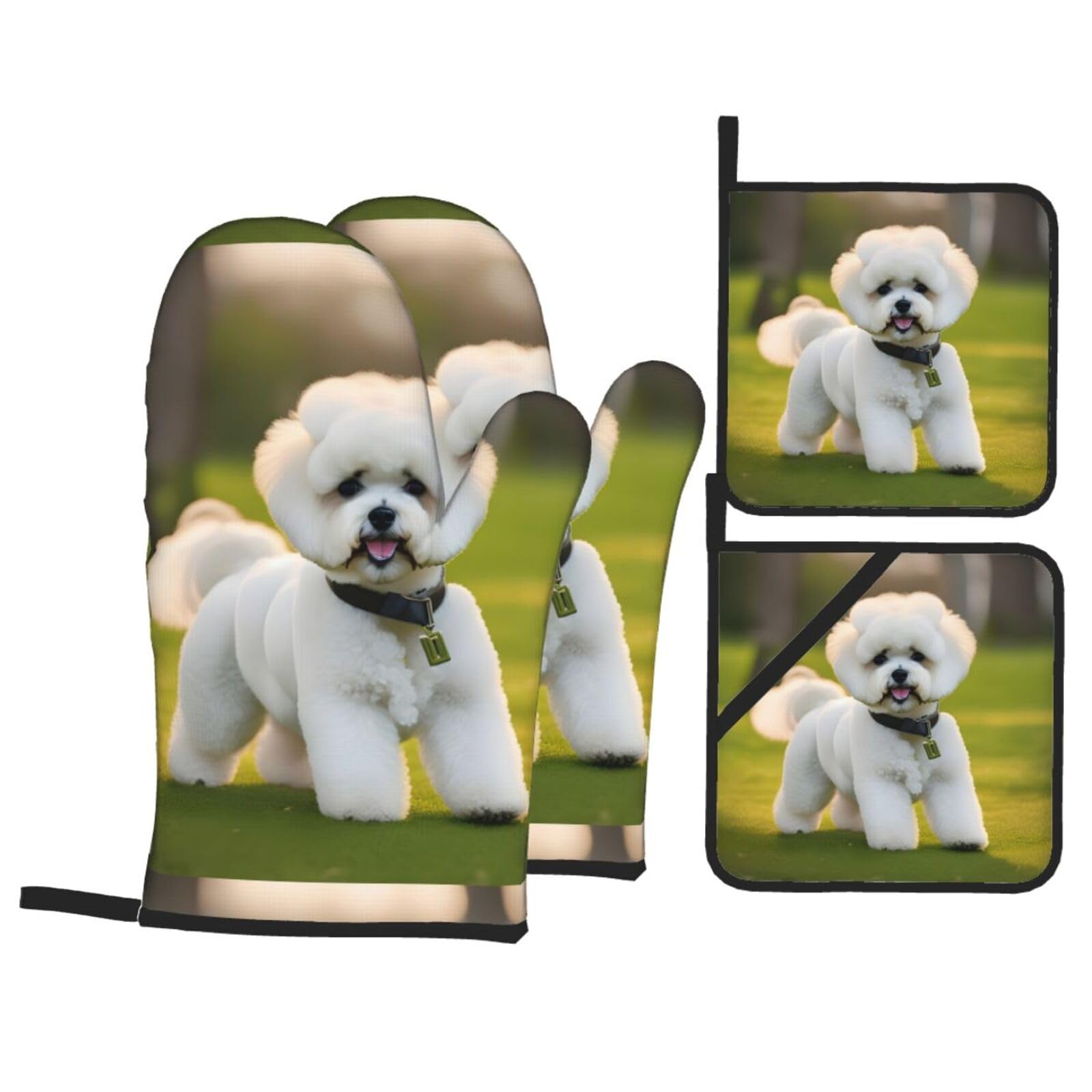Ensemble de cuisson isolé Bichon Frisé accessoires haute protection thermique pour four