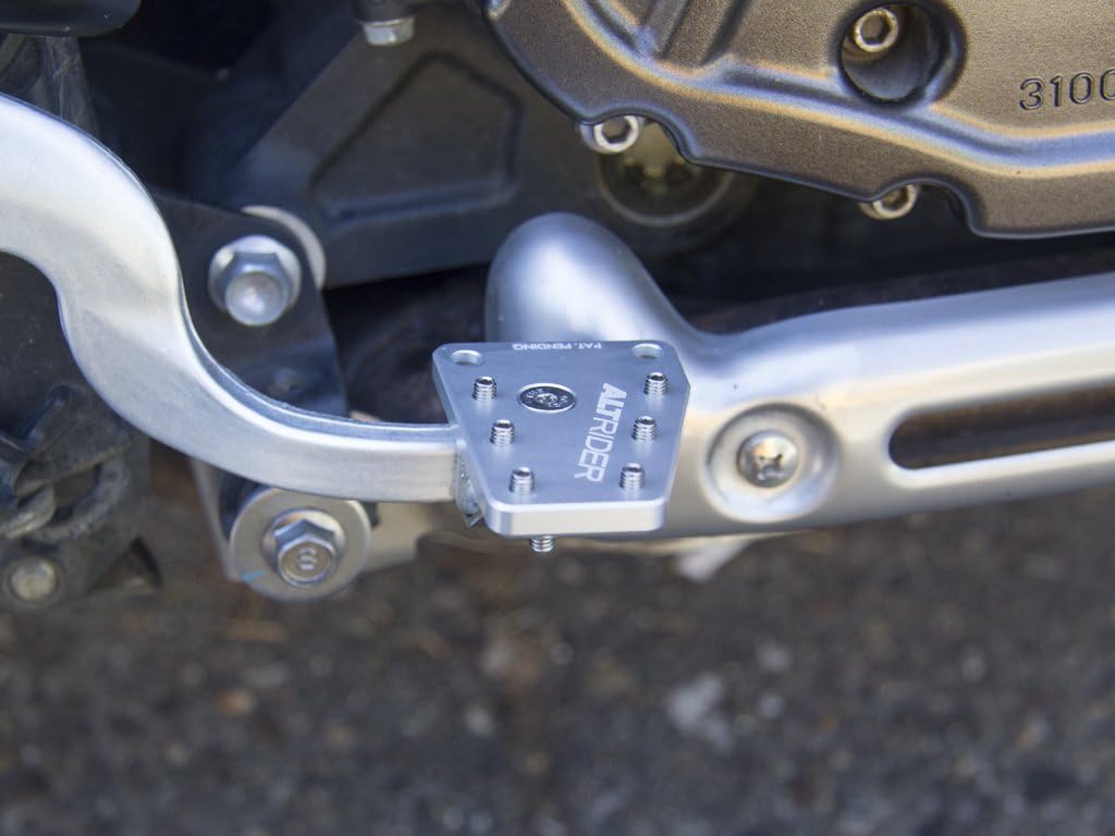 AltRider Rear Brake Enlarger Plate Compatible with Yamaha Super Tenere XT1200Z – Heavy Duty Billet Aluminum Pedal Extension with Replaceable Grip Pins - Enhanced Foot Grip - Silver