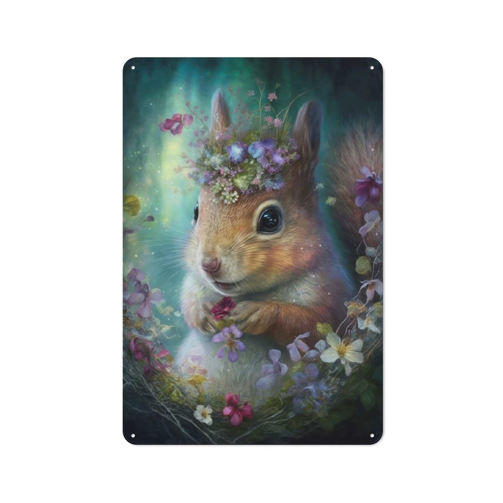 Junmoney Style-24 Adorable Little Squirrel Rustic Metal Sign 30X20cm For Garden Room Or Summerhouse, For Themed Interiors In Garden Rooms And Summerhouses