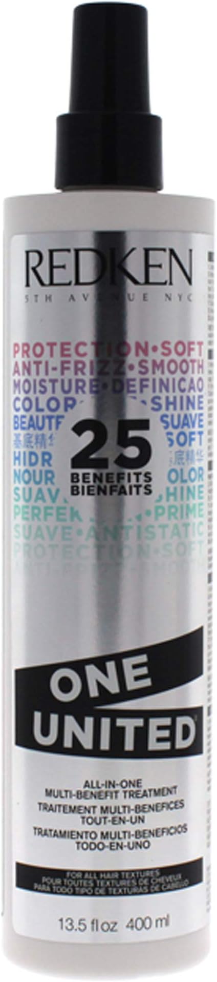Redken Multi-Benefit-Treatment, Moisturising Care Spray for All Hair Types, Heat Protection & Anti-Hair Breakage, One United, 1 x 400 ml