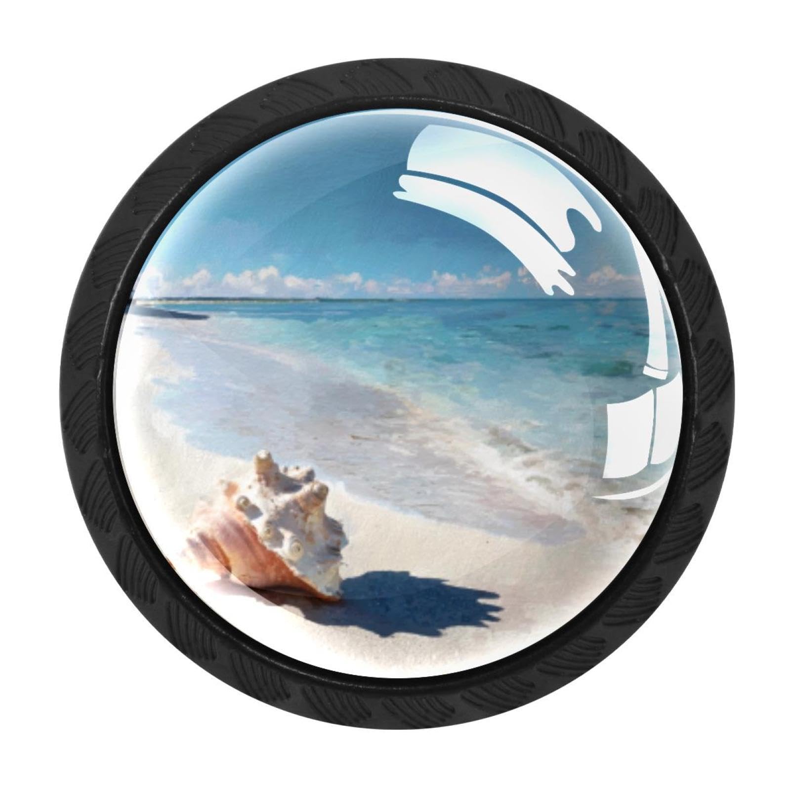 CHENZZZZ 4 Pack Conch Beach Seaside (3) Drawer Knob Cabinet Hardware