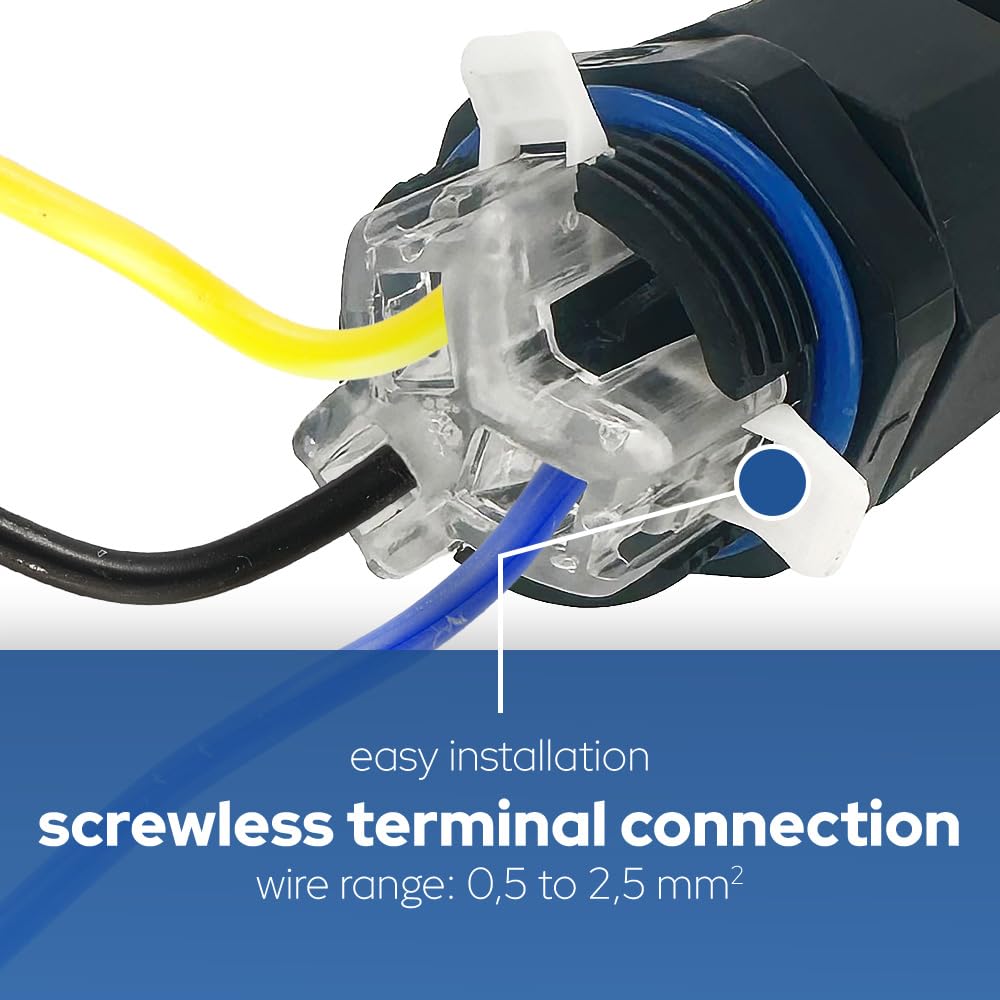Conector en T Impermeable IP68 2 Polos 0,5-2,5 mm² 16A 250V - Manguito de Conexión de Cable Ø6,5-11 mm, 10 unidades - Empalme Eléctrico Estanco para Iluminación LED, Jardín, Garaje - Horoz Electric
