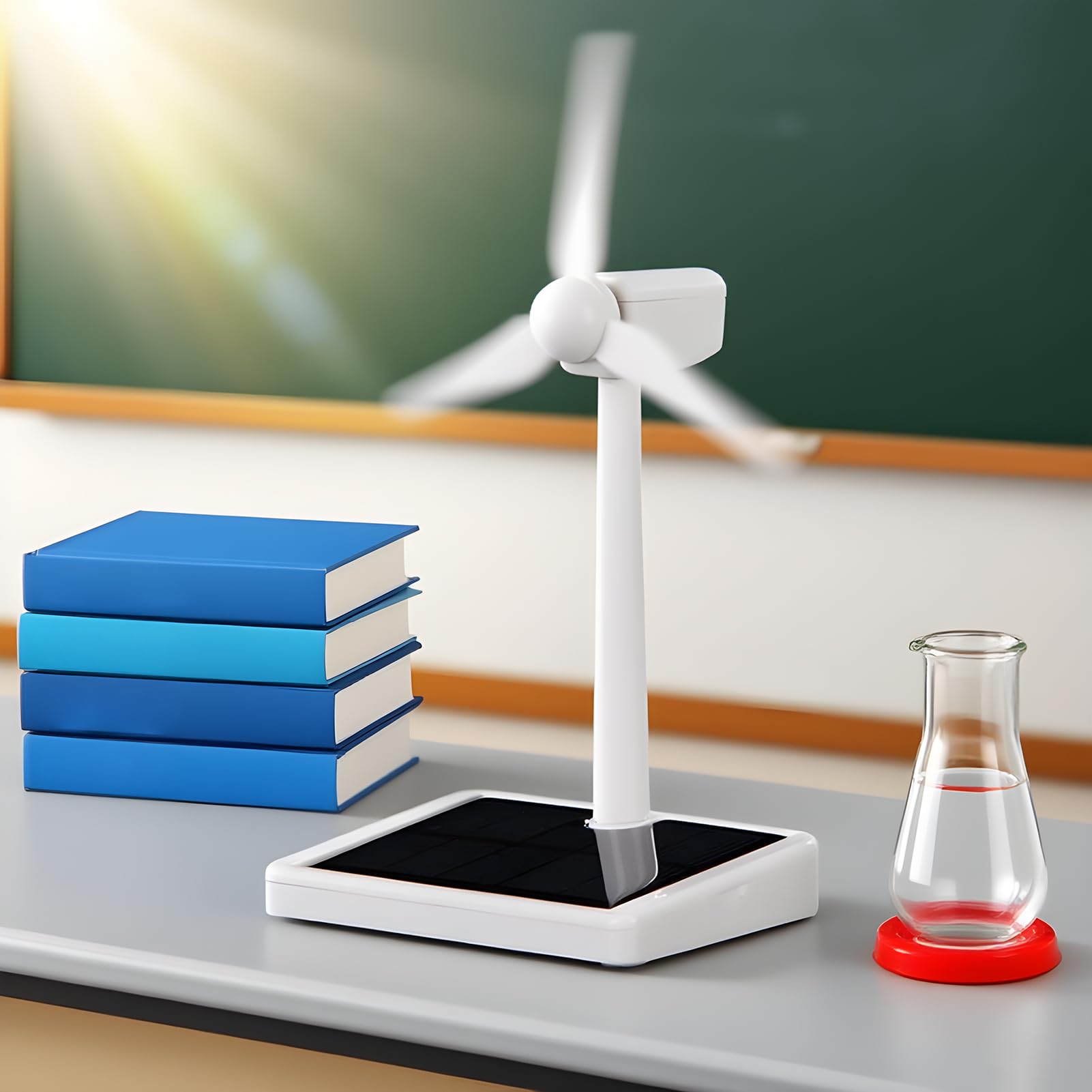 Mulino a vento ad energia solare, kit scientifico delle energie rinnovabili, ornamento rotante da scrivania con pannello fotovoltaico, struttura robusta ed ecologica, ideale per posto di lavoro