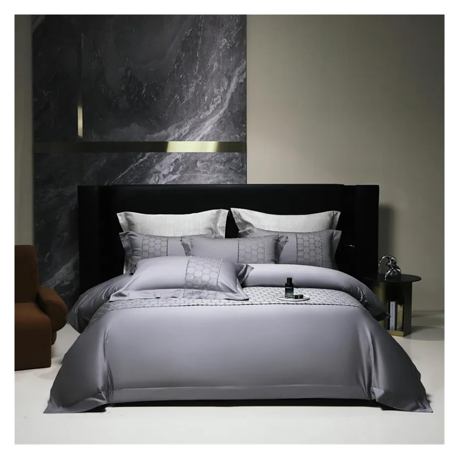 Sbcgfy C Queen King 4Pcs 1000T Cotton Blue/Gray Patchwork Duvet Over Set Bedding Set Bedspread Overlet 2 Pillow Shams Omfortable Bedding, Bedspreads,-Flat Bed Sheet-King 4Pcs