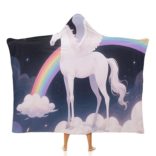 Winged Horse Wearable Blanket Hoodie Oversized Hooded Blanket Adult Blankets