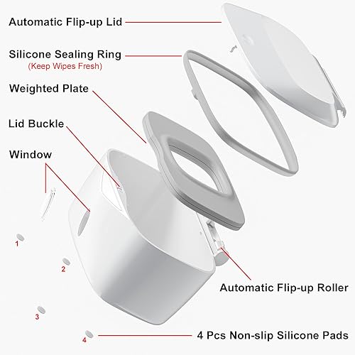Miniatura 4 de Dispensador de toallitas con placa pesada, X2 PRO, soporte para toallitas Seposeve Perfect Pull para bebé, contenedor de toallitas recargable,