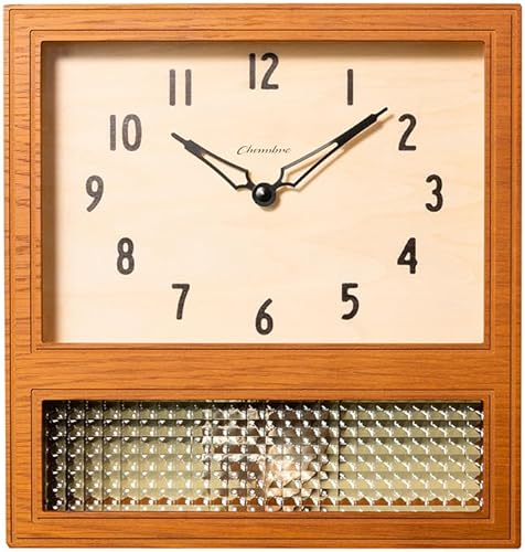 Miniatura 22 de Reloj de pared con péndulo, reloj de escritorio japonés hecho a mano con madera maciza de haya, roble y nogal, sin tictac, funciona con pilas,