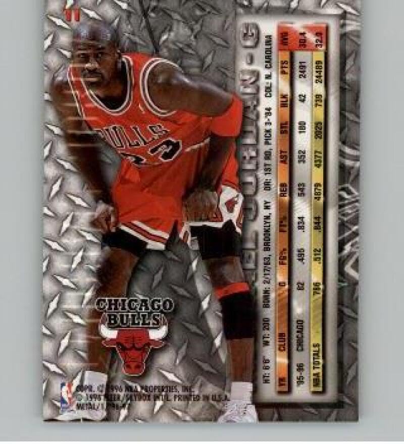 Amazon.com: 1996-97 Metal #11 Michael Jordan Chicago Bulls