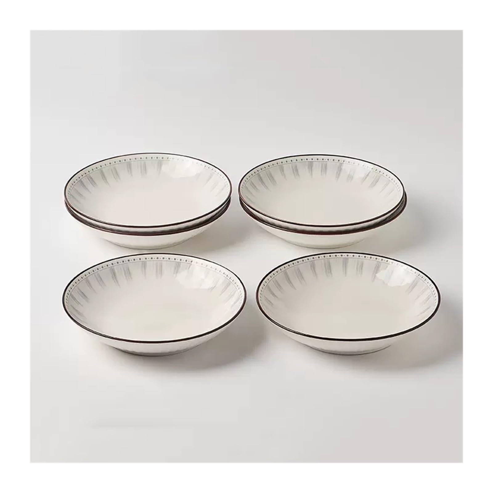 Plato de Cerámica Plato de cerámica de 4/6 piezas, plato de ensalada for el hogar, plato redondo blanco for cocina, restaurante, plato hondo Simple, plato de sopa, plato de postre Creativos Platos ( C