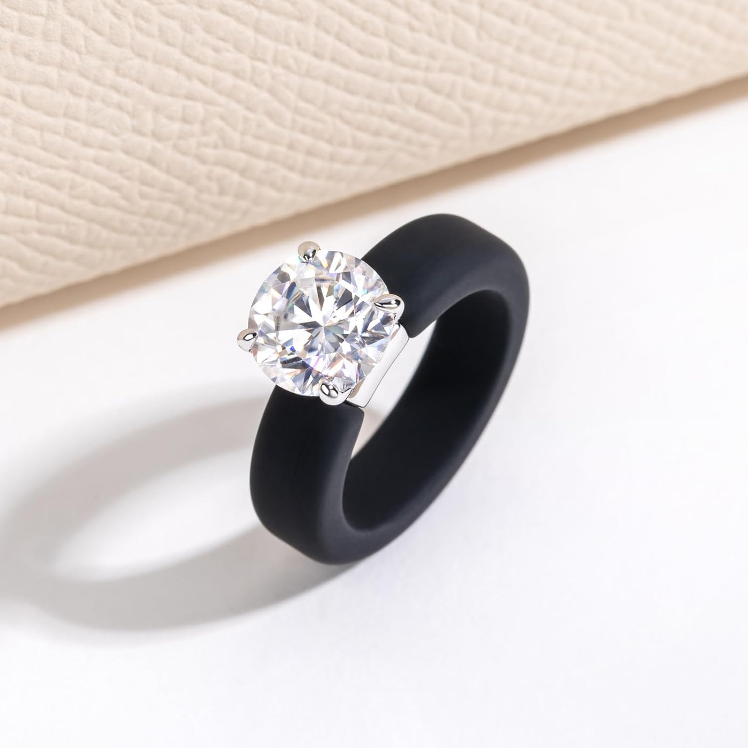 Women's Moissanite Silicone Ring, 925 Sterling Silver, Engagement Rings