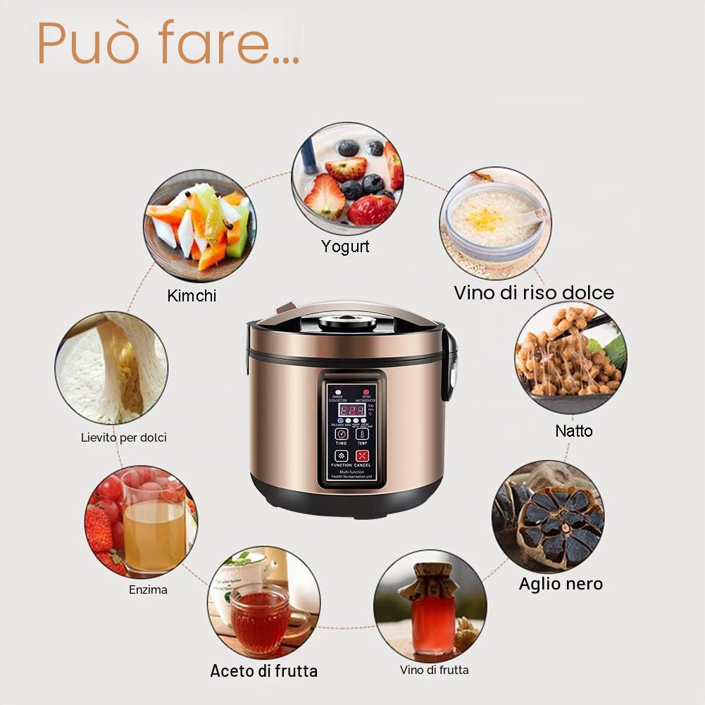 6L Yogurt Maker, Fermentatore di Aglio Nero, Macchina di Kimchi, Produttore di Vino di Riso Dolce Completamente Automatico, Produttore di Natto