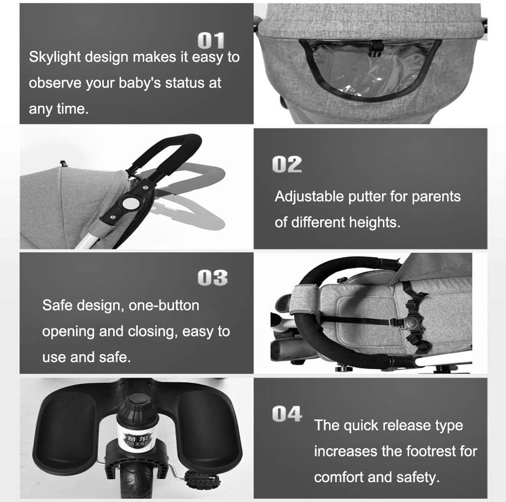 Tricycle Trike, Child Friendly Multi-Purpose Tricycle Titanium Air Wheel, Baby Tricycle for 1-6 Years Old, 3 Colors, 55x92x(80-105) Cm (Color: Purple)