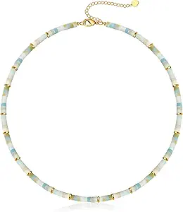 Choker Necklace for Women, Beaded Necklaces for Women Stocking Stuffers for Teens Teen Girl Gifts Gifts for Her Adjustable 14k Gold Gemstone Summer Anniversary Birthday Christmas Jewelry