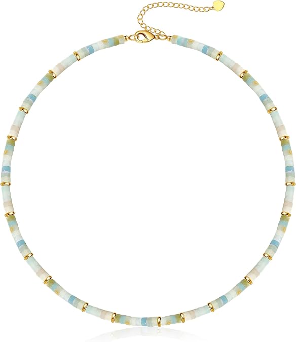 Choker Necklace for Women, Beaded Necklaces for Women Stocking Stuffers for Teens Teen Girl Gifts Gifts for Her Adjustable 14k Gold Gemstone Summer Anniversary Birthday Christmas Jewelry