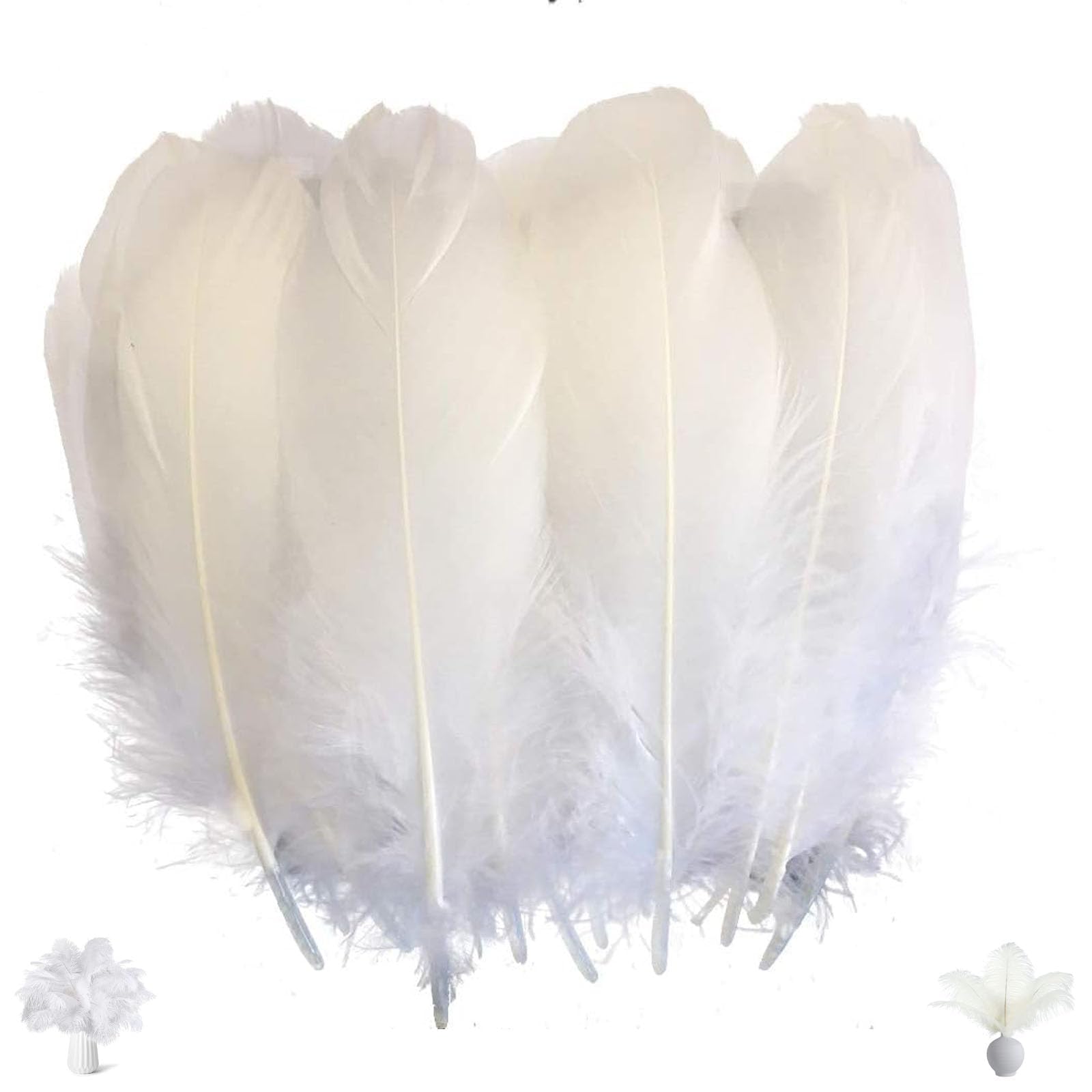 CZFDCK 10Pcs Ostrich Feathers, Natural White Feathers Wedding Feathers (20-25cm), Large Feathers Plume for Craft Home Decor Wedding Table Centerpieces Christmas Party Decoration