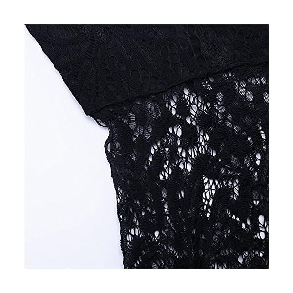 LALAGEN Women's Floral Lace Long Sleeve Off Shoulder Wedding Mermaid Dress Black XL