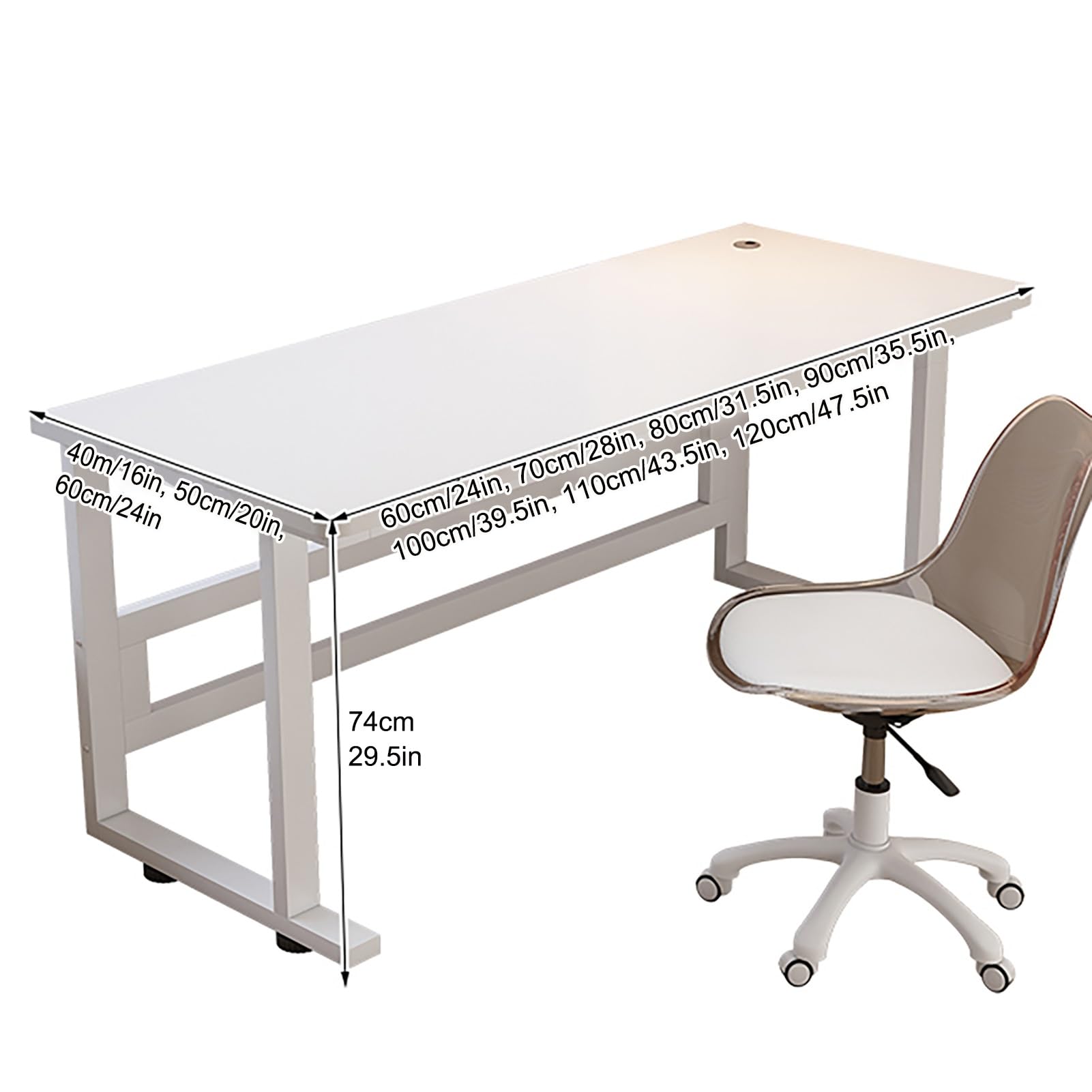 Generisch Moderner Computertisch im Industrial-Stil – Metall- und Holzdesign für Arbeit, Studium, Schreiben und Gaming – Weiß – 100 x 61 cm – Stilvolles, Robustes und platzsparendes Büromöbel