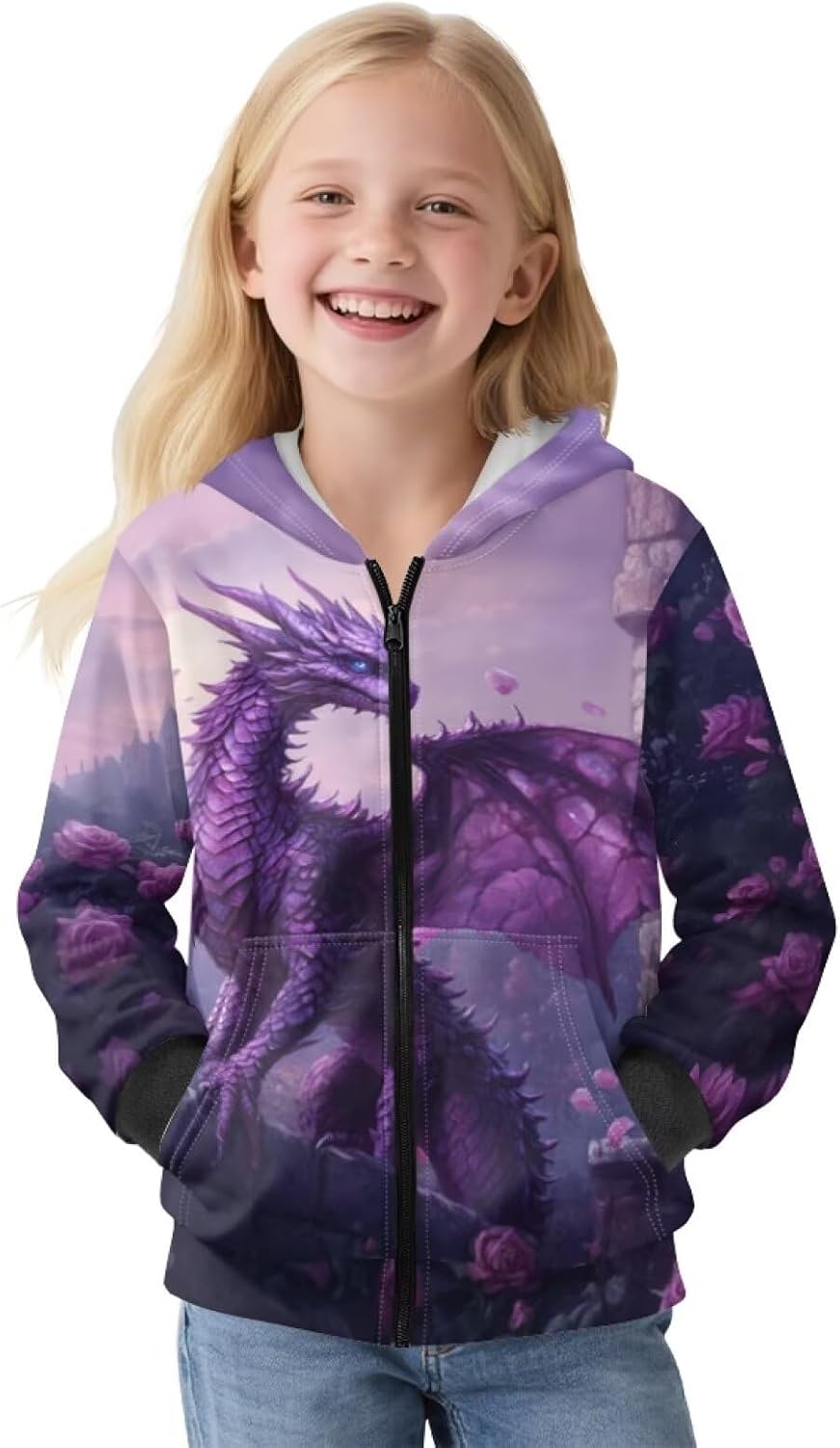 Girl Zip Up Hoodie Kids Sweatshirt Oversized Hoodies Winter Jackets with Pockets Warm Clothes for School 6-16