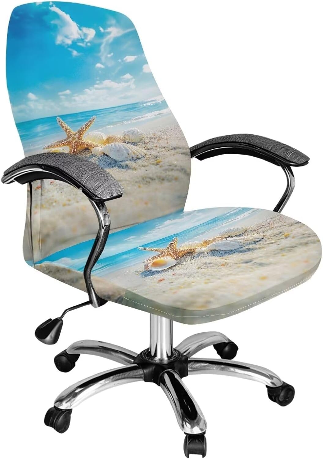 Beach Starfish Office Chair Covers Computer Chair Cover Universal Rotating Chair Desk Chair Cover Stretch Washable Executive Boss Chair Covers