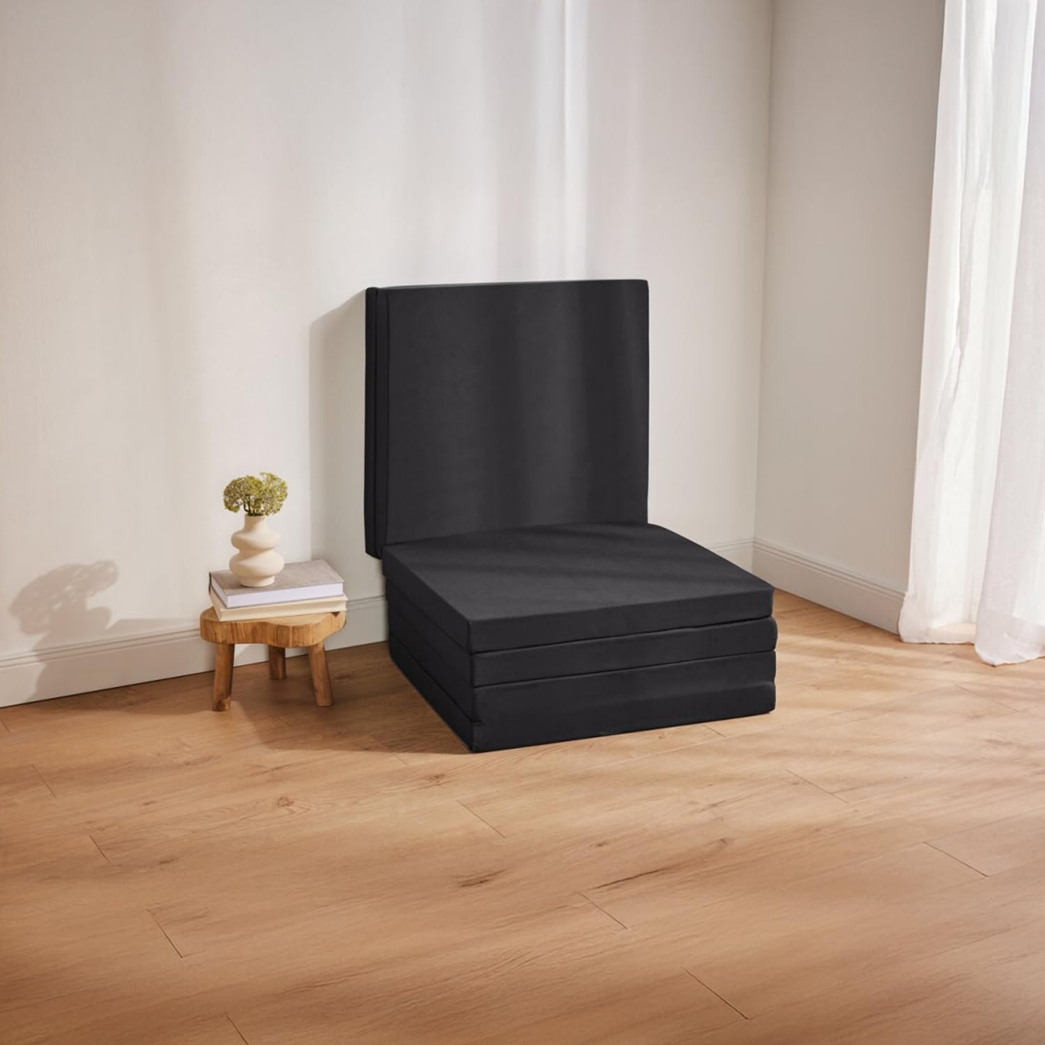 CloudComfort Materasso Matrimoniale Pieghevole Ospiti 140x195 cm 6 Pezzi Nero Letto Matrimoniale e Singolo Con Borsa Per Il Trasporto, Nucleo In Schiuma Extra Spessa Altezza 14 Cm Singolo