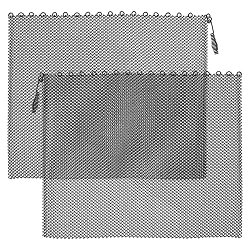 2 Packs Fireplace Mesh Screen Curtain, Scroll Design Spark Guard Chain With 2 Pulls, Sturdy Spark Guard Mesh Gate Metal Fire Screen Single Panel 24×18/24×20/24×22Inch For Home Fireplace (24×18In) #TOP7